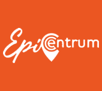 Epiccentrum logo on an orange background in Cisnadie.